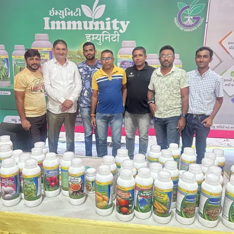 Farmers at the Immunity stall at a farmer fair